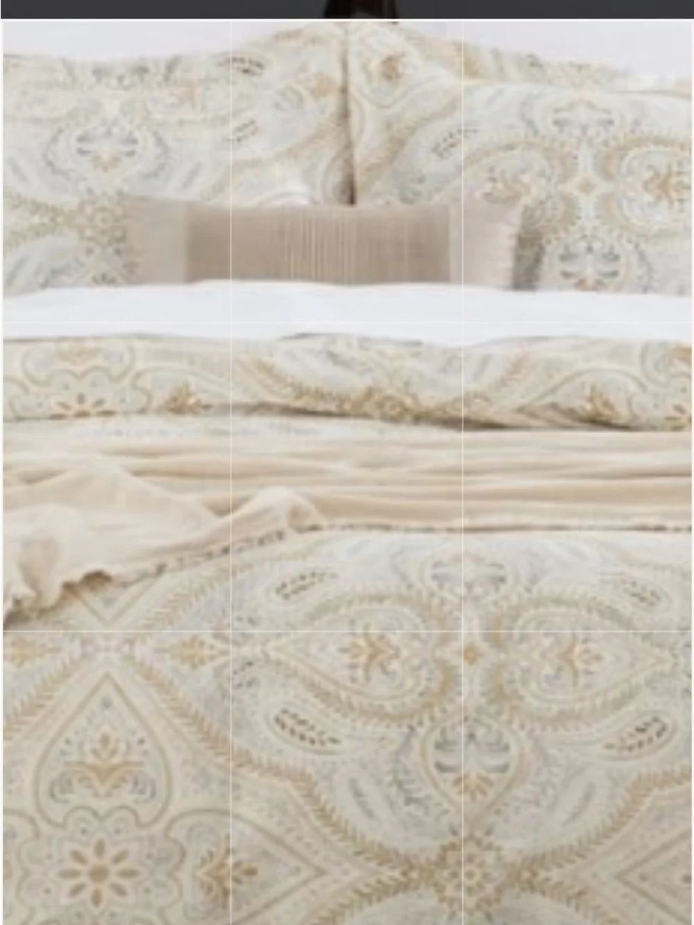 Gold & Gray Print 100% Cotton 3Pc Duvet Set - CALIFORNIA KING